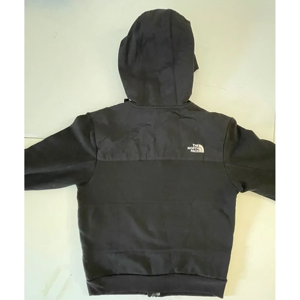 The North Face Mens Black Hooded Full Zip Jacket Nylon Overlay Size M